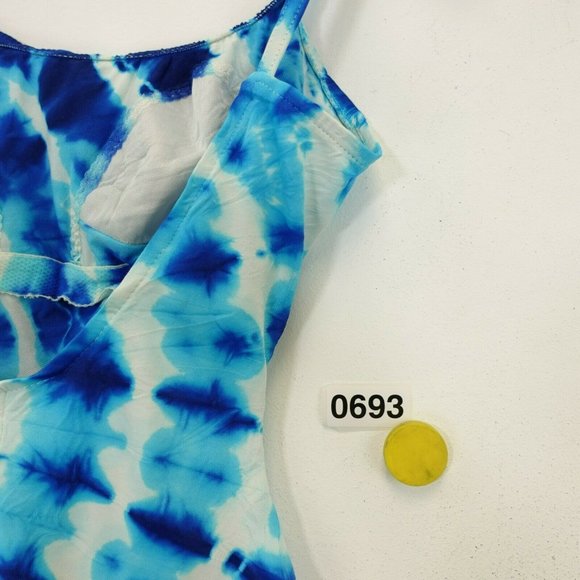 COLE Women's High Cut Leg One Piece Swimsuit Blue 6 Strappy Stretch Tie Dye - Picture 13 of 13